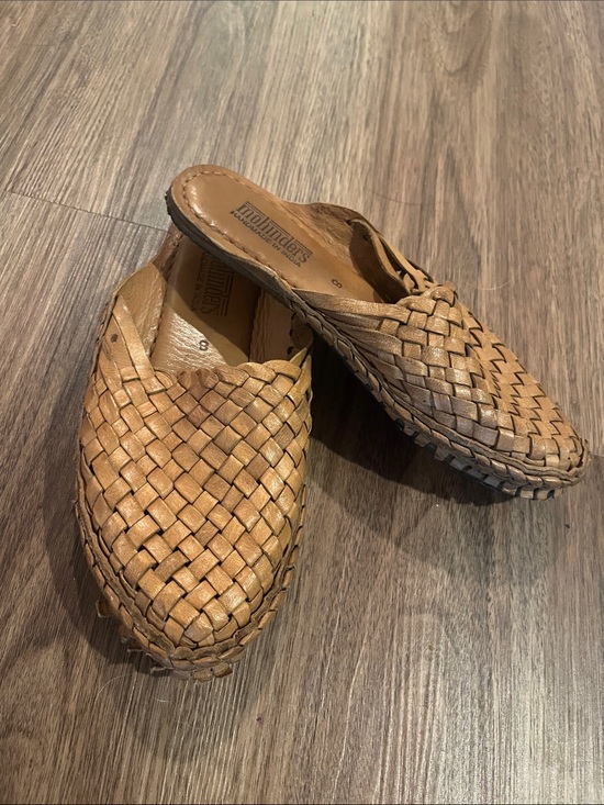 Other - Mohinder Handwoven Tan Leather Slides